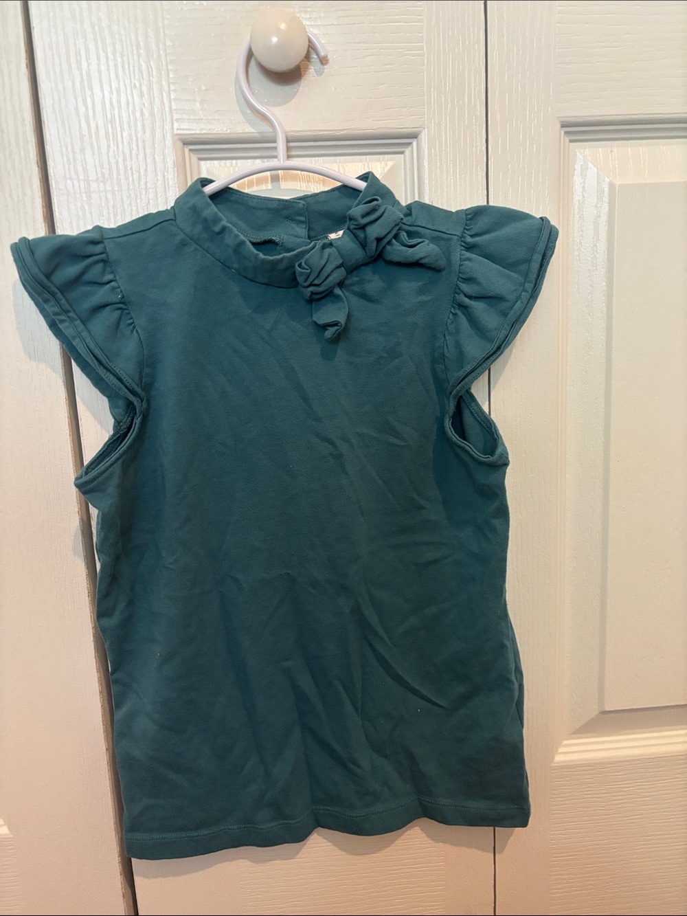 Janie and Jack Teal Bow-Accent Flutter Sleeve Tank